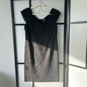 [10] Adrianna Papell Woman Formal Chiffon Black Layered Evening Dress